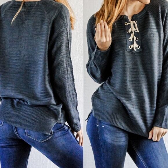 Laced Mix Knit Sweater - Picture 7 of 10